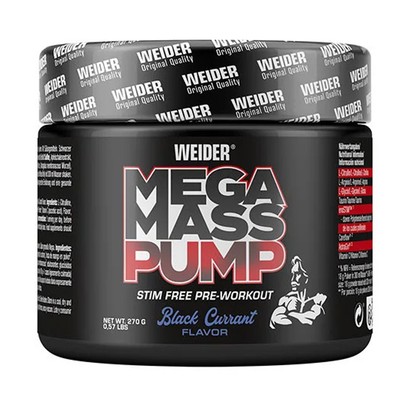 (111,07 EUR/kg) Weider Mega Mass Pump Pre Workout 270g Black Currant Booster