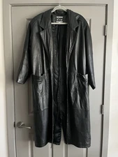 Global Identity G-III VTG Men’s Classic Leather Trench coat Sz M Black (flaws)