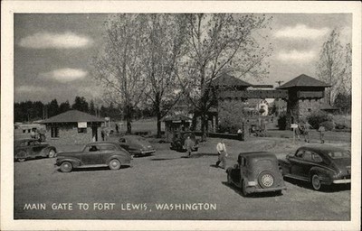 Tacoma, Washington WA Main Gate Fort Lewis 1946 Will. & Seattle. E.D., R.P.O.