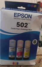 Epson 502 Combo Pack Ink Cyan Magenta Yellow New Genuine