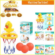 Bath Toys Bathtub Basketball Hoop with Balls for Toddler Kids Yellow Duck