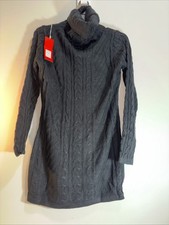 Rocorose Women's High neck Black  Pullover Sweater Dress Elasticity Slim Fit NWT