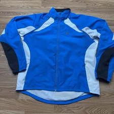 Pearl Izumi Cycling Jacket Mens Large Blue White Full Zip Windbreaker Reflective