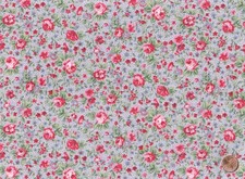 Blue Pink COUNTRY FLORAL: 100 Quilting Cotton Fabric, By the Yard