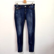 True Religion Jeans 29 Blue Super Skinny Leg Flap Pocket 30x29 Casual FLAW