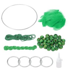 DIY Dream Catcher, Making Supplies Handmade Kit Feather Crystal Beads, Green