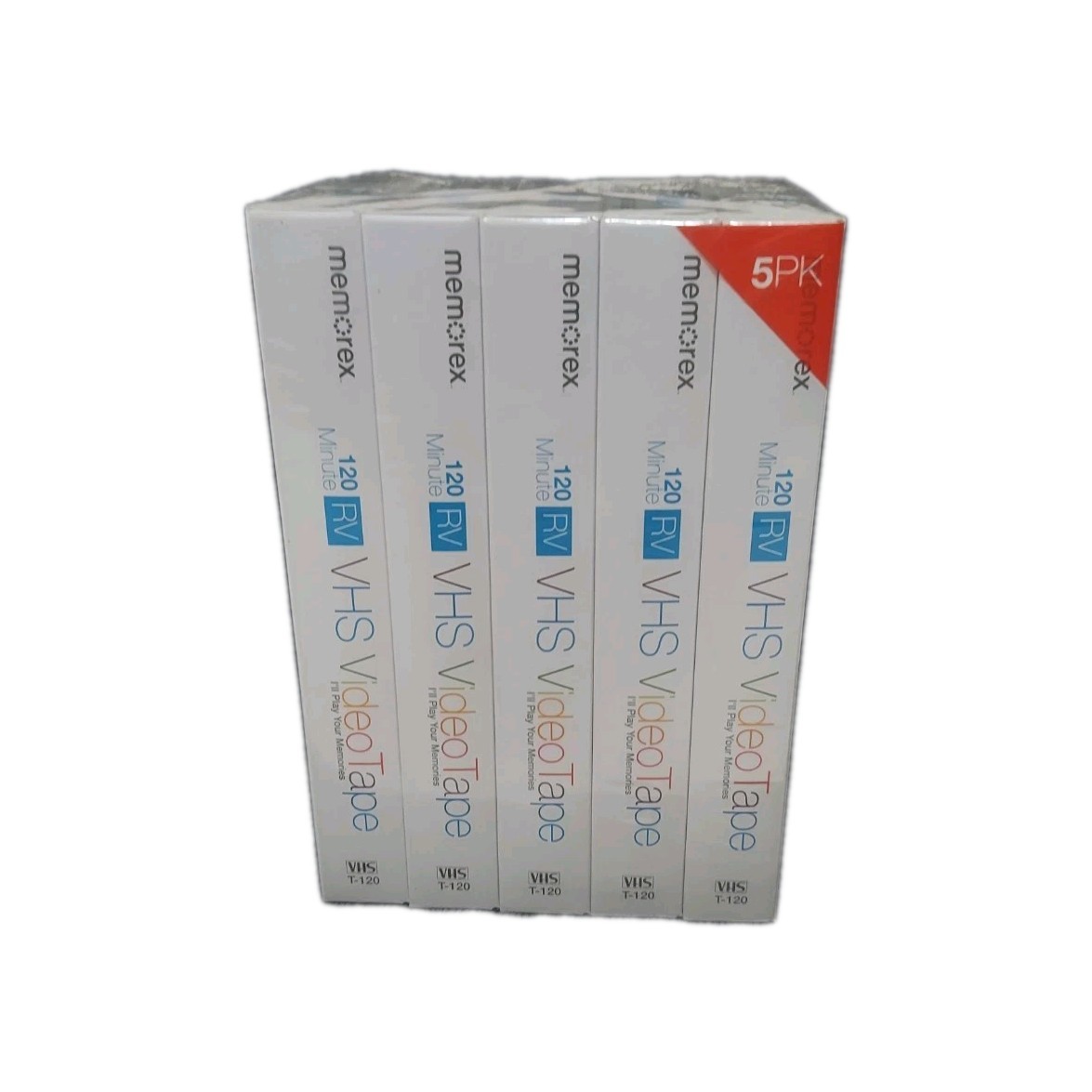 Memorex VHS Video Tapes Pack of 5 Blank T120 120 Minutes RV 