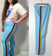 Vintage 70s Unisex Rainbow Stripe Ski Pants Size L