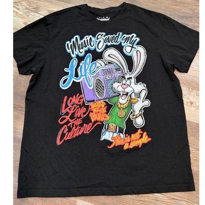 HUSTLE GANG HOPPER MUSIC SAVED MY LIFE BLACK TEE SIZE LARGE EUC
