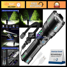 High Lumens Rechargeable Flashlight 20000 Lumen, 5000mAh Battery, 5 Modes, Zooma