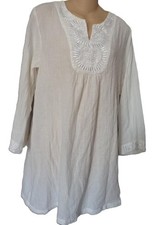Oscar de la Renta white cotton embroidered nightgown M