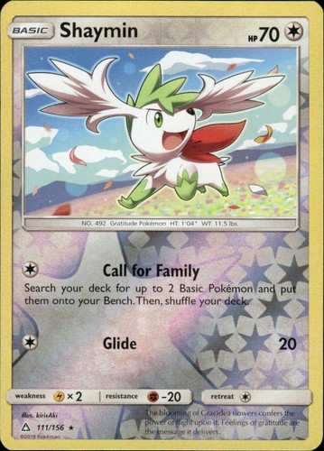 Shaymin (111) SM - Ultra Prism 111/156 Rare Reverse Holo Pokémon — English NM