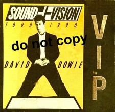 David Bowie VIP&nbsp;&nbsp;backstage pass. Sound And Vision tour, 1990
