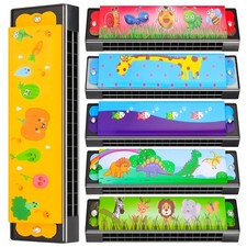6 Styles Harmonica for Kids Lightweight Harmonicas 5.1 inch 6pcs, Multicolor