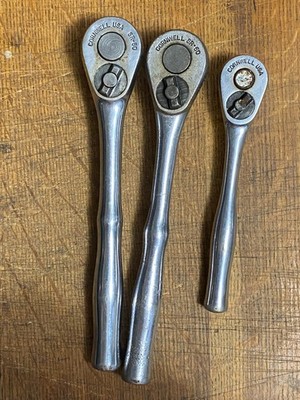 3 Vintage CORNWELL USA Ratchets two SR50 1/2'' & one JR30? 3/8'' work good