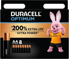 DURACELL Optimum AA Batteries (8 Pack) - Alkaline Batteries 1.5V - 200% More Pow