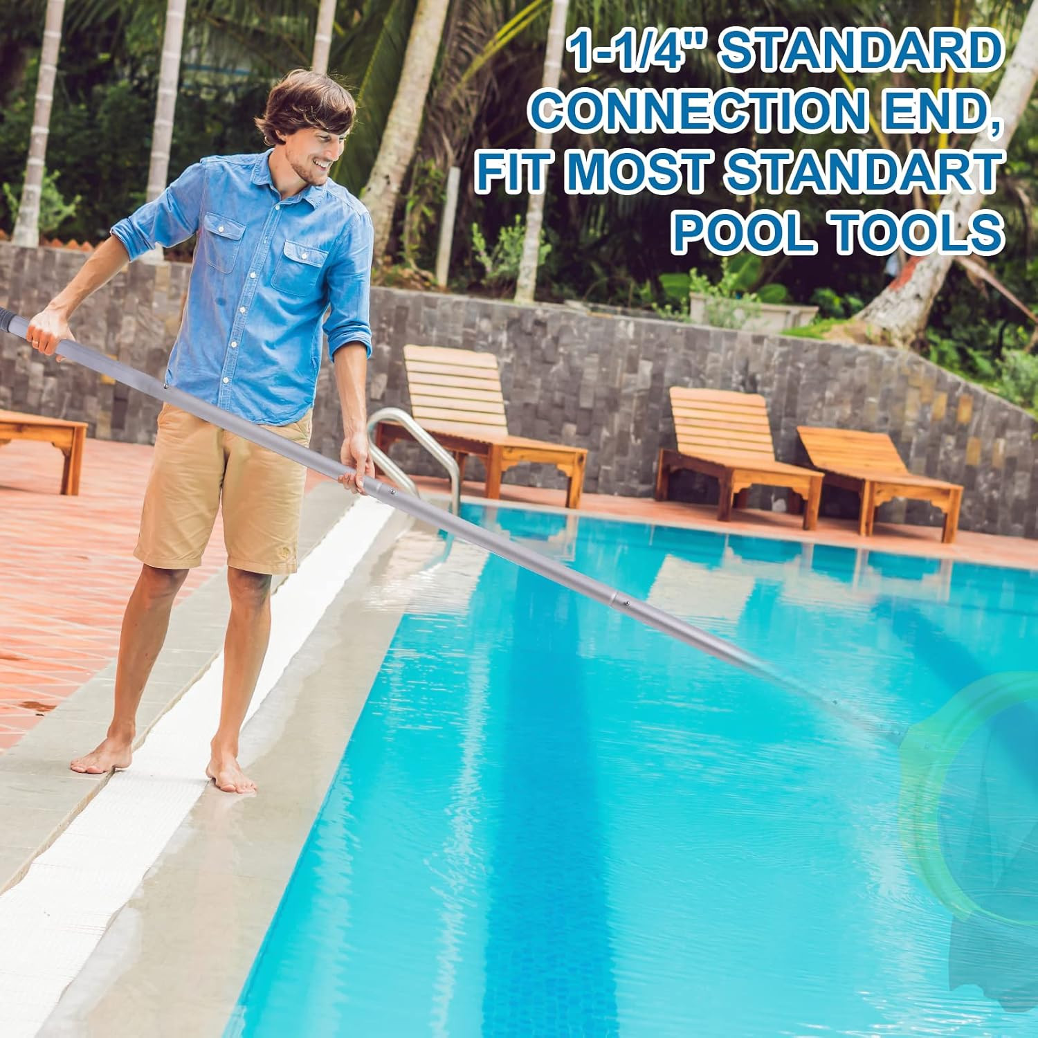 Sepetrel Pool Pole - 10.5 Foot Anodized Aluminum Extension Cleaning Poles,For Sk