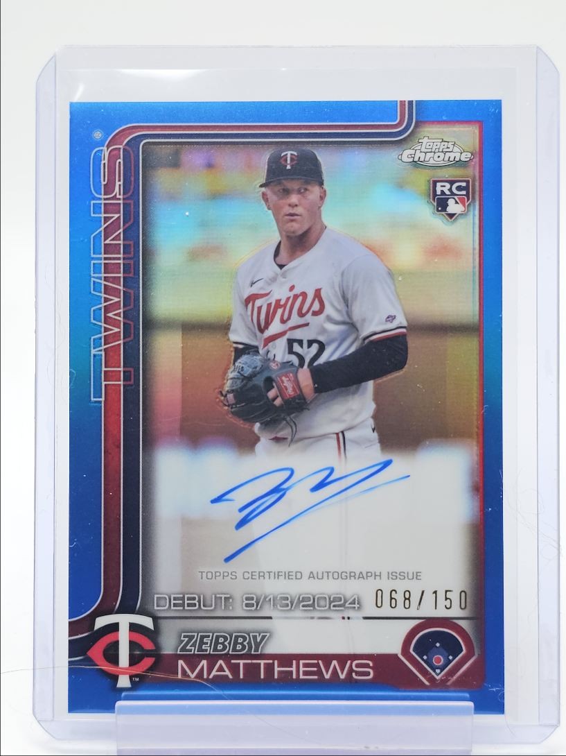 ZEBBY MATTHEWS 2025 TOPPS CHROME ROOKIE DEBUT BLUE RC AUTO /150 Q4920
