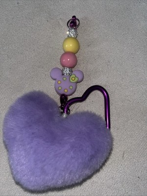 Schlüsselanhänger Lila Herz Micky Maus Glitzer perlen Gelb Rosa Selfmade  S3 Neu