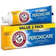 Arm and Hammer Peroxicare Anticavity Fluoride Toothpaste, Clean Mint, 6 OZ 2 pac