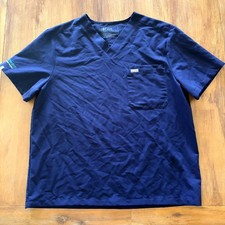 FIGS Technical Collection Scrub Top XL Navy Blue V Neck Medical Nurse Doctor