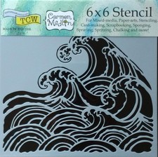 Ocean Wave Water Stencil Sea Waves Nautical Beach Pattern Crafters Workshop 6x6
