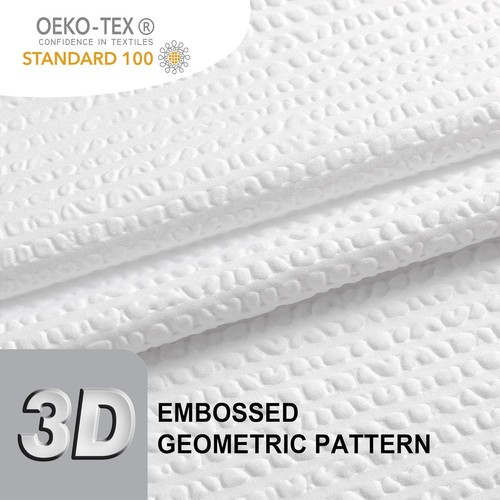 OVZME White Long Stall Shower Curtain 54X78 inch, Embossed 54x78", - Picture 2 of 7