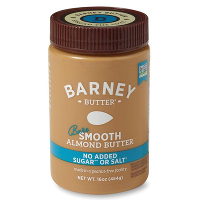 Barney Butter Almond Butter, Bare Smooth, 16 Ounce Jar, No Added Sugar or Salt,