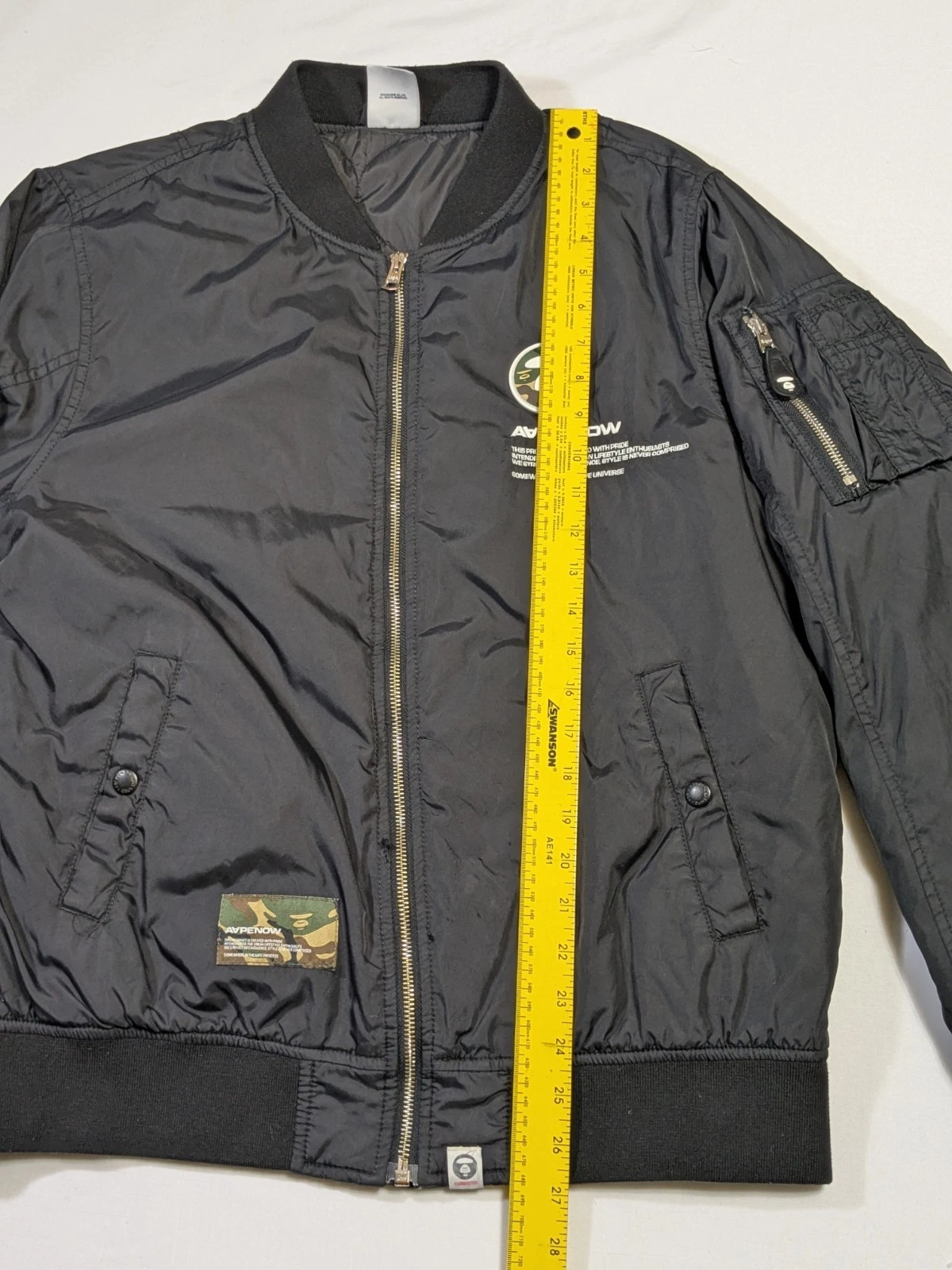 Aape By A Bathing Ape Bape Bomber Jacket  Large Woobie Lined Streetwear Distress image 4