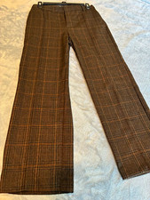 Urban Outfitters Women's Brown Plaid Dress Pants Straight Leg Flat Front Pockets