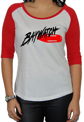 Baywatch 3/4 Longsleeve Film Serie Kult Hasselhoff Rock Strand Lifeguard Fun