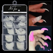 100pcs/Box Eagle Claw Stiletto Shape False Nail Art Tips Natural Clear 10 Sizes