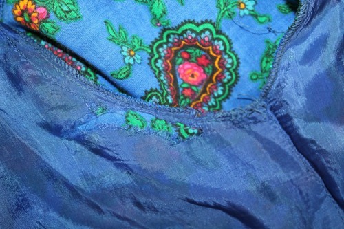 Vintage 60s 70s Lanz Original Blue Floral Paisley Wool Boho Dress Women's XS/S - Picture 12 of 14