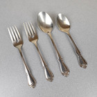 Oneida Stainless True Rose / Arbor 4pc Set Salad Forks and Spoons USA Flatware