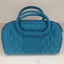 Vera Bradley Turquoise Microfiber Mini Barrel Handbag Purse w/ Round Handles