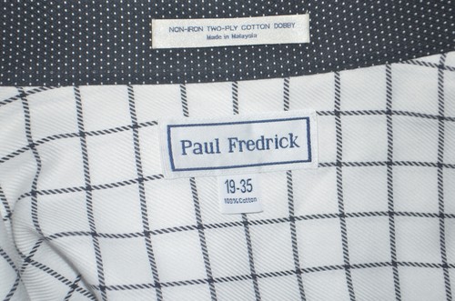 PAUL FREDRICK Non Iron Black White Twill Cotton Dress Shirt 19 - 35 - Picture 4 of 4