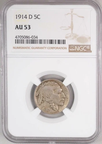 1914-D Buffalo Nickel AU53 NGC #290