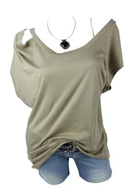 BEST BEHAVIOR Oversize Shirt Tunika Cut Out asymmetrisch Khaki Grün