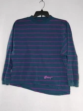 Heet Womens Large Color Blue/Purple Striped With Logo Long Sleeve Shirt