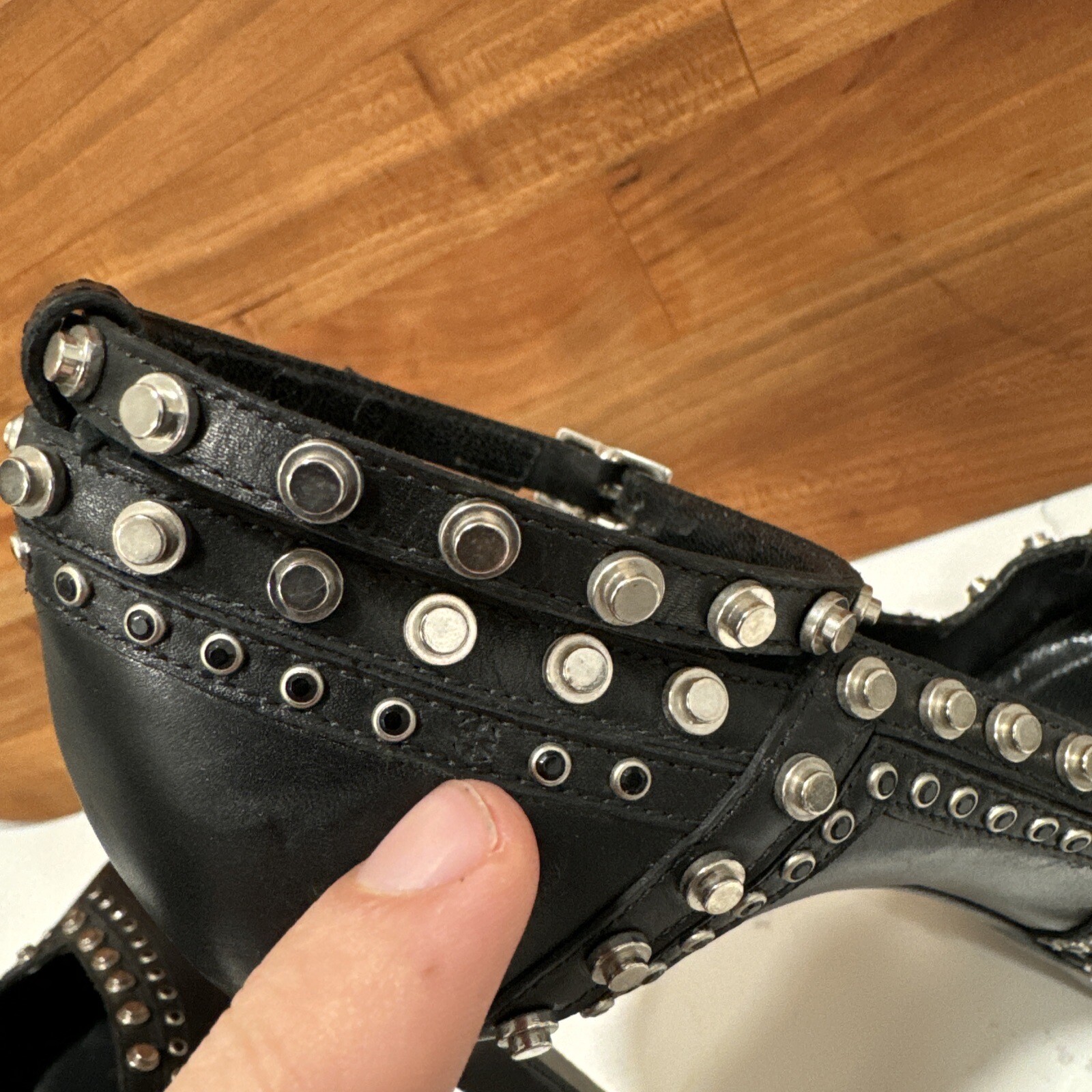 Saint Laurent Janis cinturino alla caviglia borchiato plateau tacco 5" 37 EU 6 5 US $2500