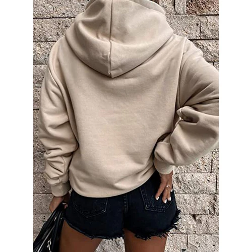 Ladies Loose Fit Long Sleeve Pullover Women Fall Warm With Pocket Hooded Tops - Picture 51 of 80