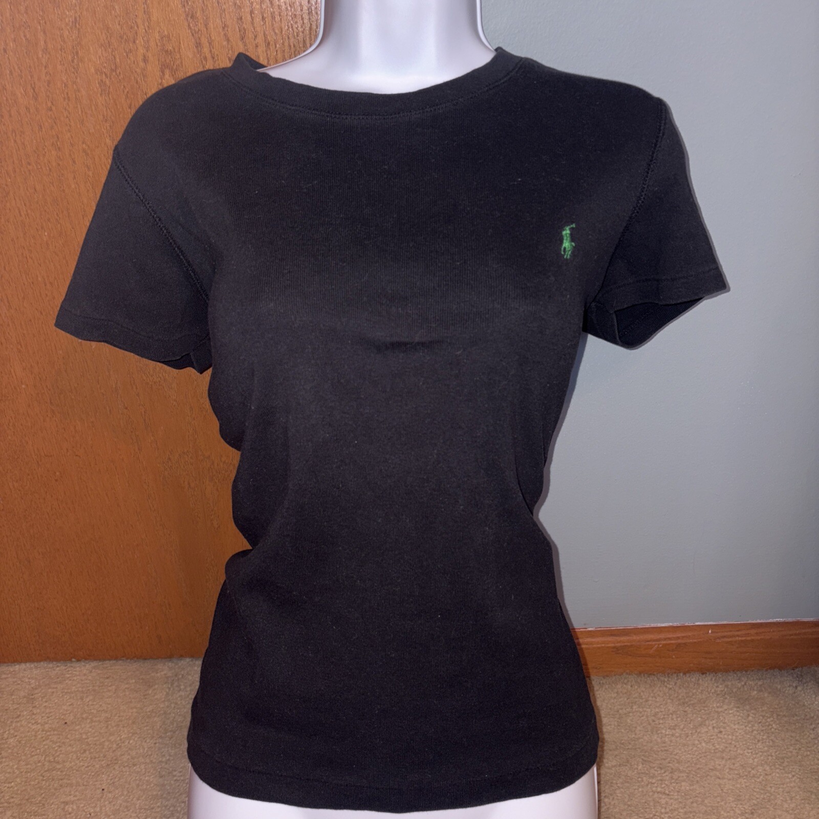 T shirt Ralph Lauren unisex grande nera con pony Grn casual manica corta distress