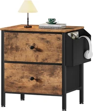 Night Stand with Drawers for Bedroom - Small Nightstand with Pocket 2 Drawer Dre