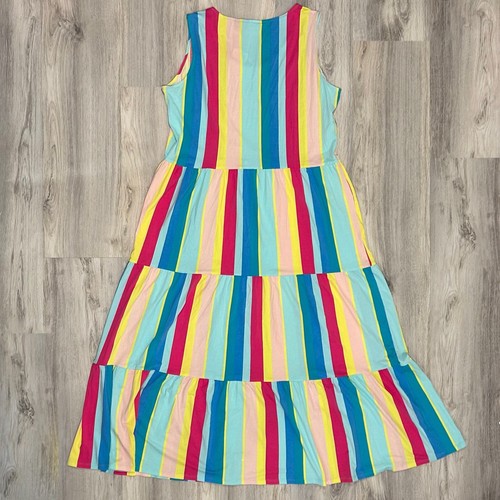 NWT Lands End Rainbow Striped Tiered Sleeveless Maxi Stretch Dress Size 1x 16/18 - Picture 6 of 8
