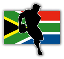 South Africa Flag Rugby Player Sport Car Bumper Sticker Decal - ''SIZES"