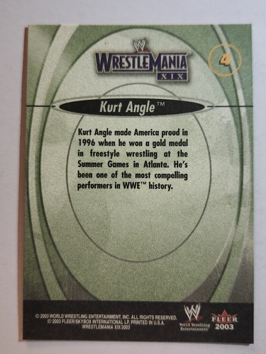 2003 Fleer WWE WrestleMania XIX #4 KURT ANGLE - Picture 2 of 2