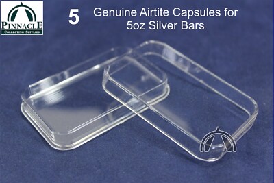 5 Pack of 5oz Genuine Air-Tite Direct Fit Silver Bar Capsules / Air Tight