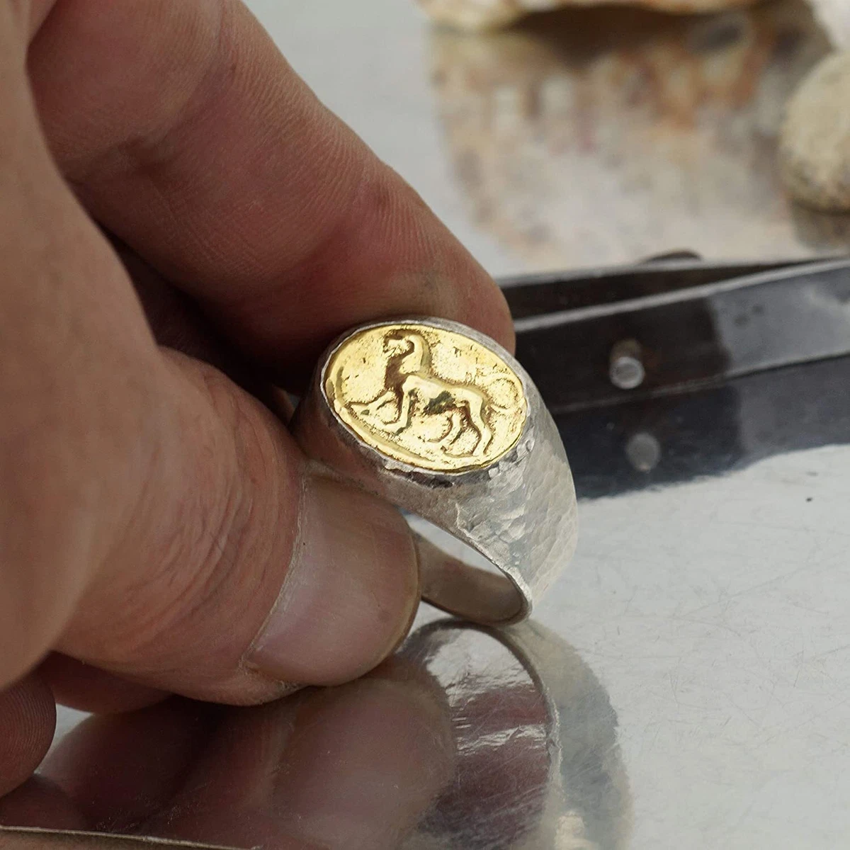 Hammered coin best sale ring