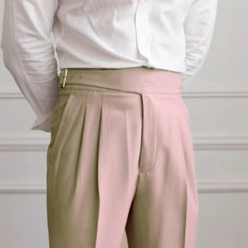 Herren Gürtel Britischer Stil Hohe Taille Gerades Bein Anzughose Retro Hose - Bild 8 von 29