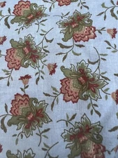 King Bedskirt Blockprint Jacobean Floral John Robshaw Look~w/ Buttoned Corners